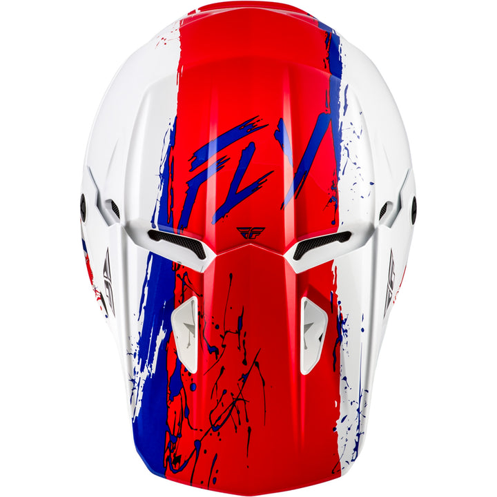 Fly Racing Youth Kinetic Drip Helmet Red/White/Blue - Top Down View