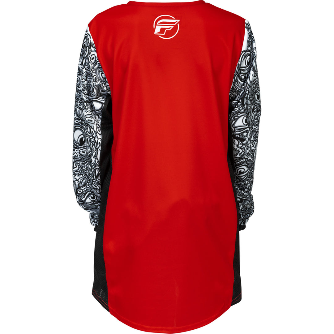 Fly Racing Youth Kinetic Mutant Jersey Red/White/Black - Rear View