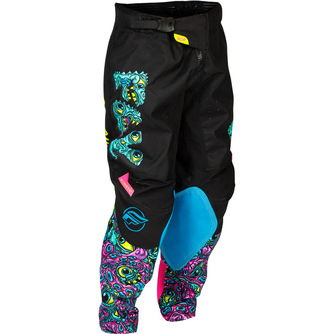 Fly Racing Youth Kinetic Mutant Pants Black/Multi - Front Right Side View