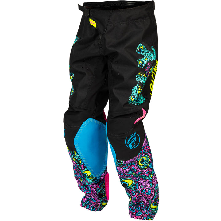 Fly Racing Youth Kinetic Mutant Pants Black/Multi - Front Left Side View