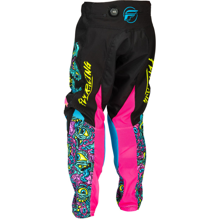 Fly Racing Youth Kinetic Mutant Pants Black/Multi - Rear Left Side View
