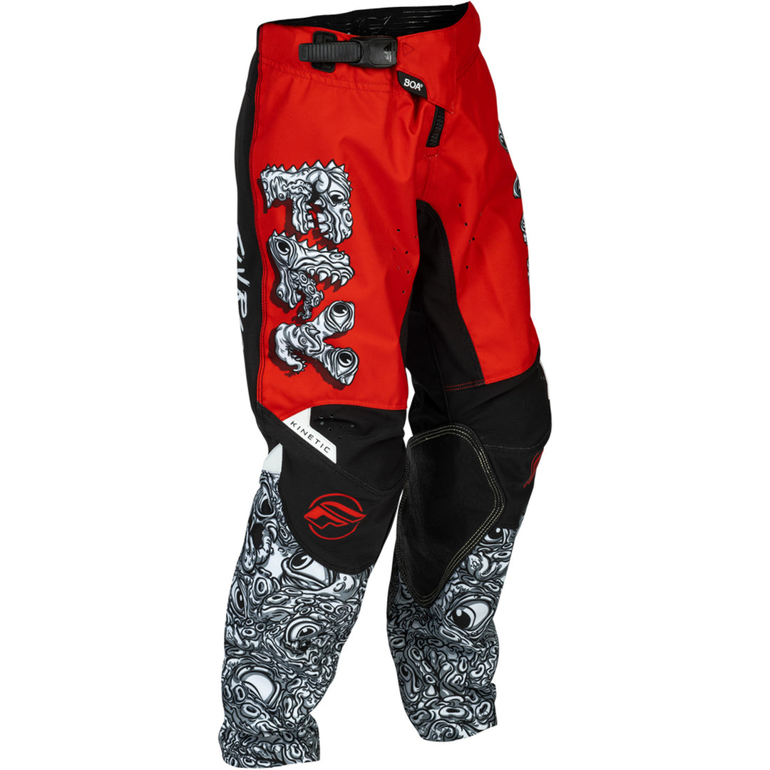 Fly Racing Youth Kinetic Mutant Pants Red/White/Black - Front Right Side View