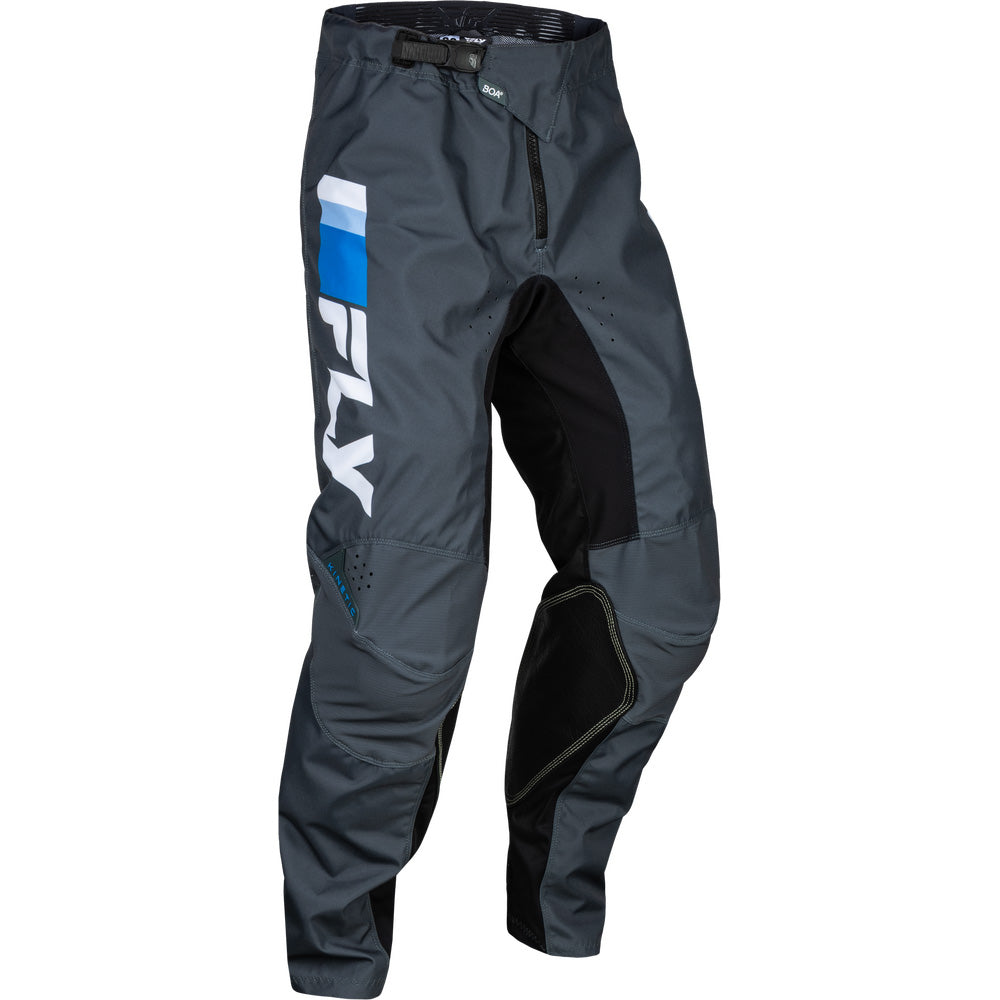 Fly Racing Youth Kinetic Prix Pants Bright Blue/Charcoal/White - Front Right Side View