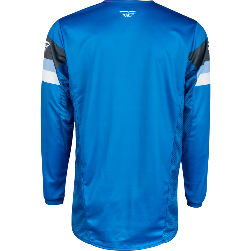 Fly Racing Youth Kinetic Prix Jersey Bright Blue/Charcoal/White - Rear View