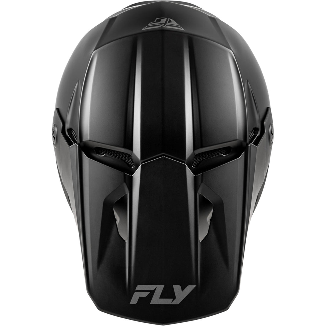 Fly Racing Youth Kinetic Solid Helmet Matte Black - Top Down View