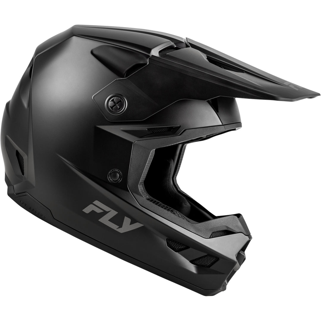 Fly Racing Youth Kinetic Solid Helmet Matte Black - Right Side View