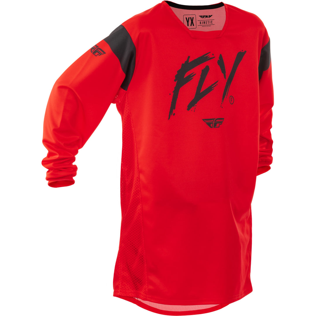 Fly Racing Youth Kinetic Stoke Jersey Red/Black - Front View
