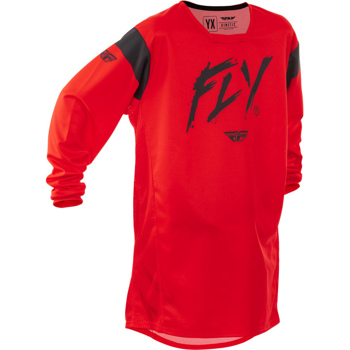 Fly Racing Youth Kinetic Stoke Jersey Red/Black - Front View
