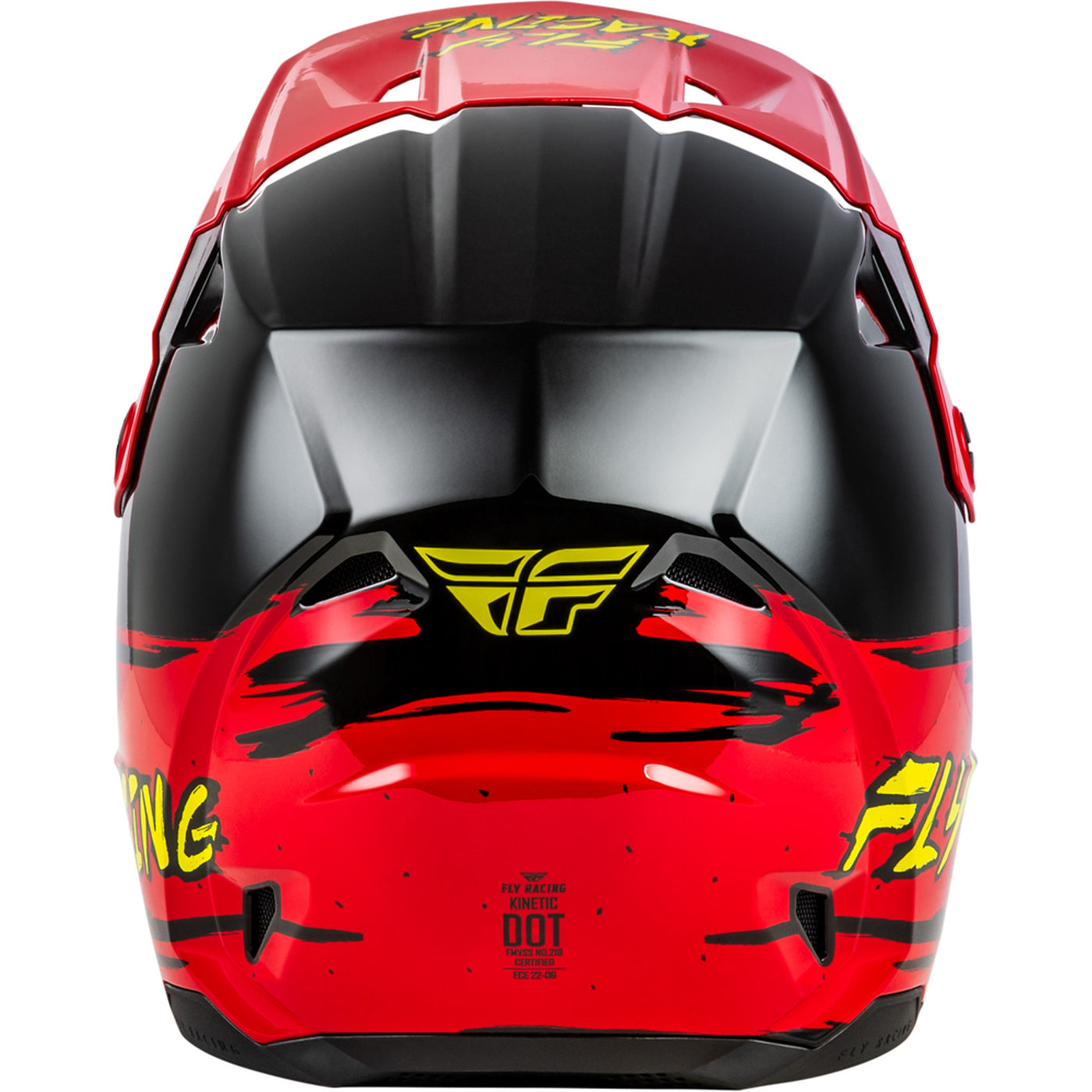 Fly Racing Youth Kinetic Surge Helmet Black/Red/Yellow - Rear View