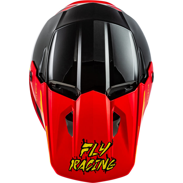 Fly Racing Youth Kinetic Surge Helmet Black/Red/Yellow - Top Down View