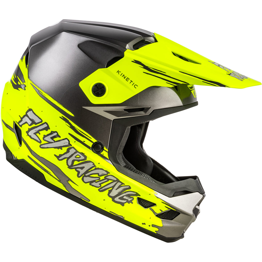 Fly Racing Youth Kinetic Surge Helmet Grey/Hi-Vis - Right Side View
