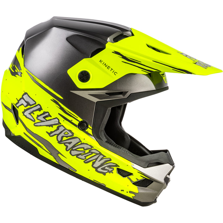 Fly Racing Youth Kinetic Surge Helmet Grey/Hi-Vis - Right Side View