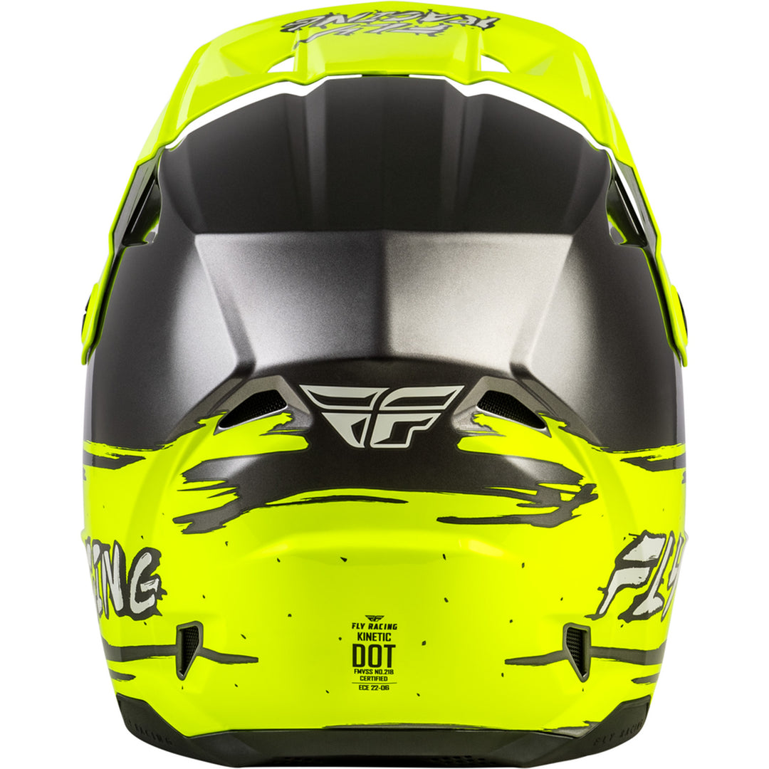 Fly Racing Youth Kinetic Surge Helmet Grey/Hi-Vis - Rear View