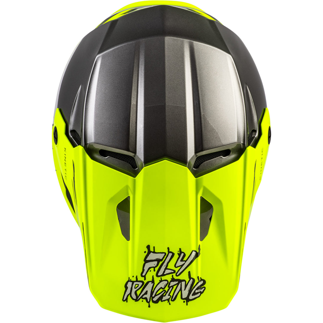 Fly Racing Youth Kinetic Surge Helmet Grey/Hi-Vis - Top Down View