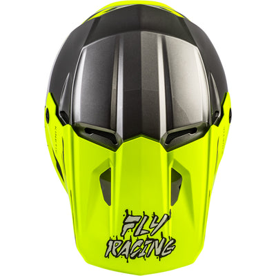 Fly Racing Youth Kinetic Surge Helmet Grey/Hi-Vis - Top Down View