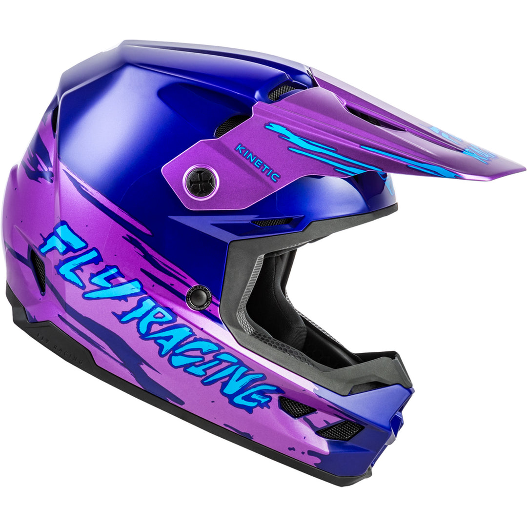 Fly Racing Youth Kinetic Surge Helmet Pink/Purple/Teal - Right Side View