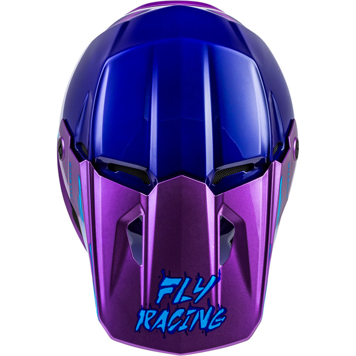 Fly Racing Youth Kinetic Surge Helmet Pink/Purple/Teal - Top Down View