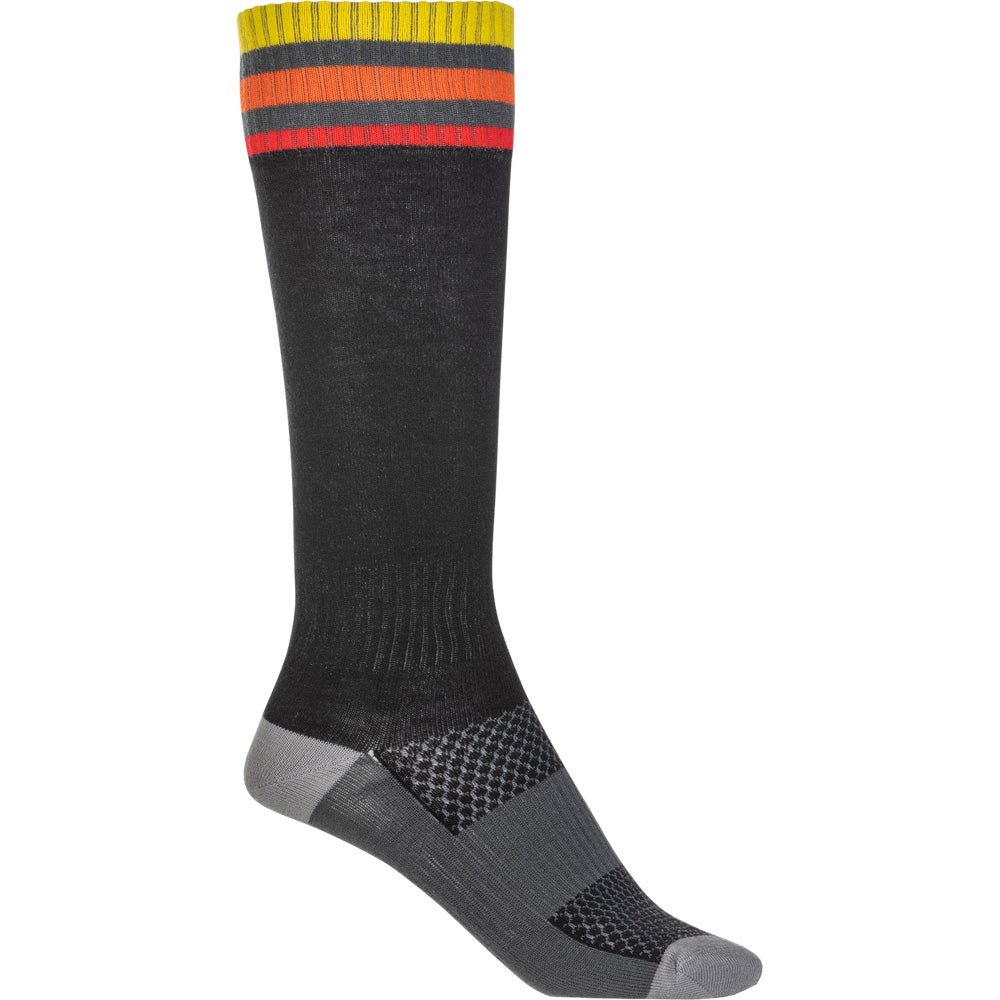 Fly Racing Youth MX Socks - Thin Black - Outer Side View