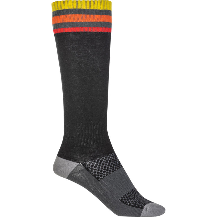 Fly Racing Youth MX Socks - Thin Black - Outer Side View