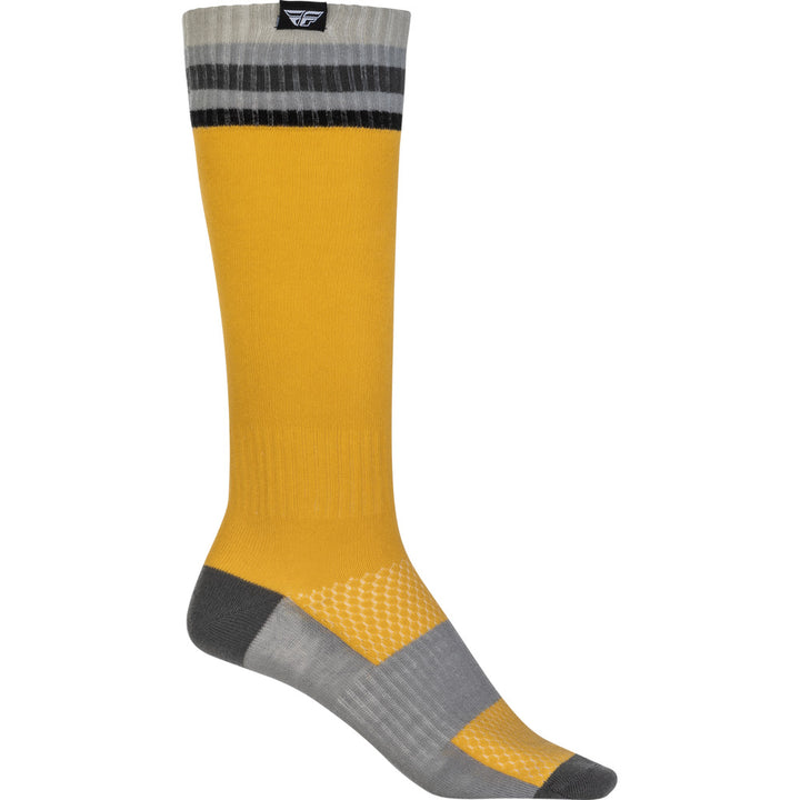Fly Racing Youth MX Socks - Thin Yellow - Outer Side View