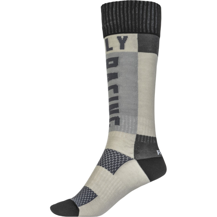 Fly Racing Youth MX Socks - Thick Grey/Black - Inner Side View