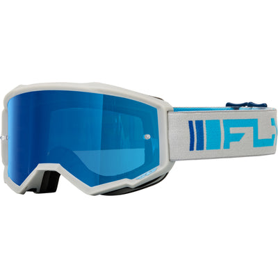 Fly Racing Youth Zone Goggle Silver/Blue - Front Side View