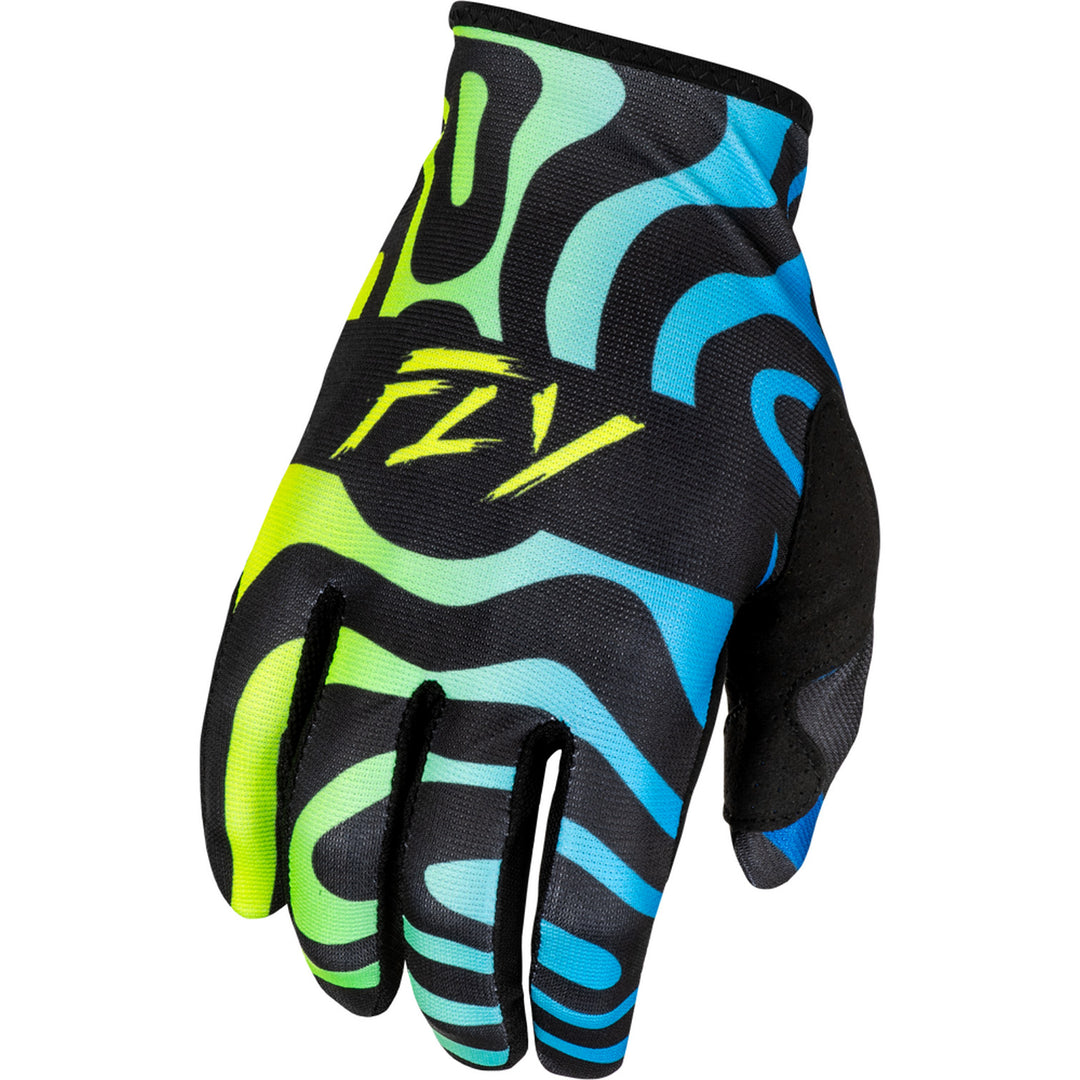 Fly Racing Lite Zen Gloves Black/Blue/Hi-Vis - Back of Right Hand View