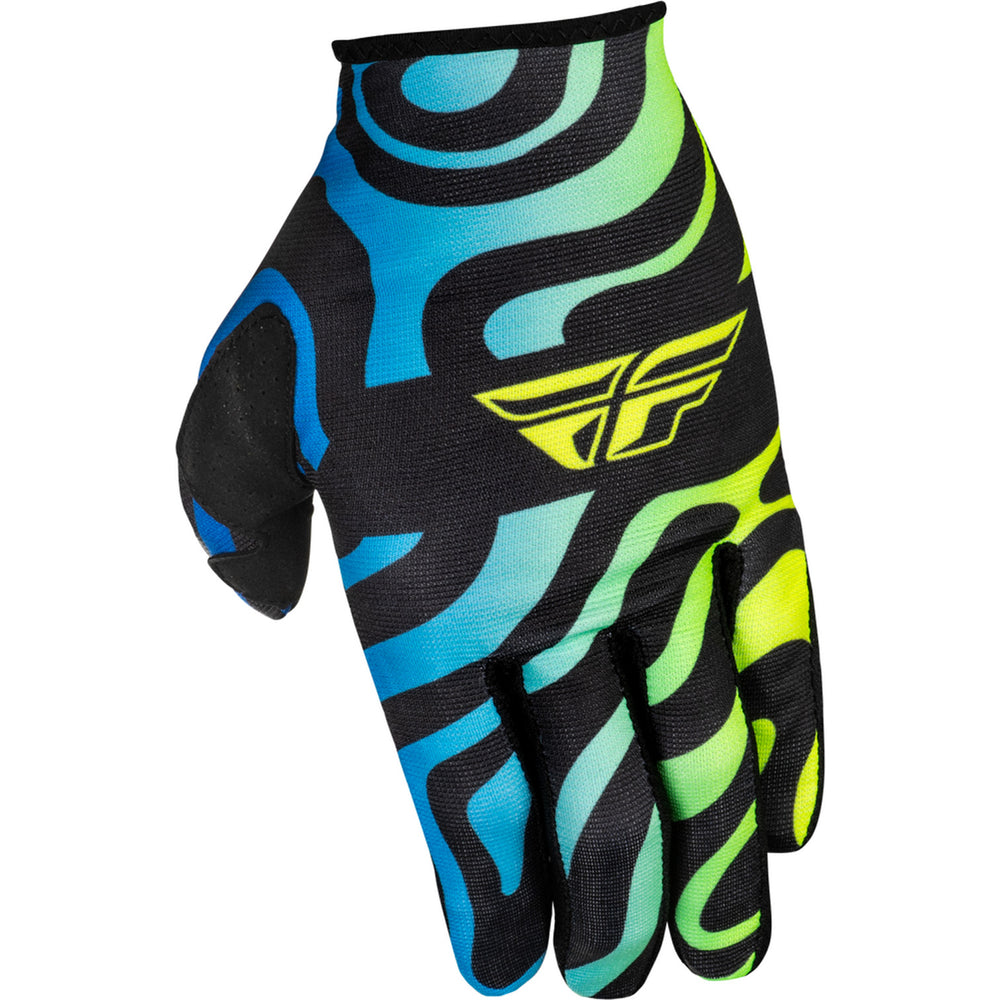 Fly Racing Lite Zen Gloves Black/Blue/Hi-Vis - Back of Left Hand View
