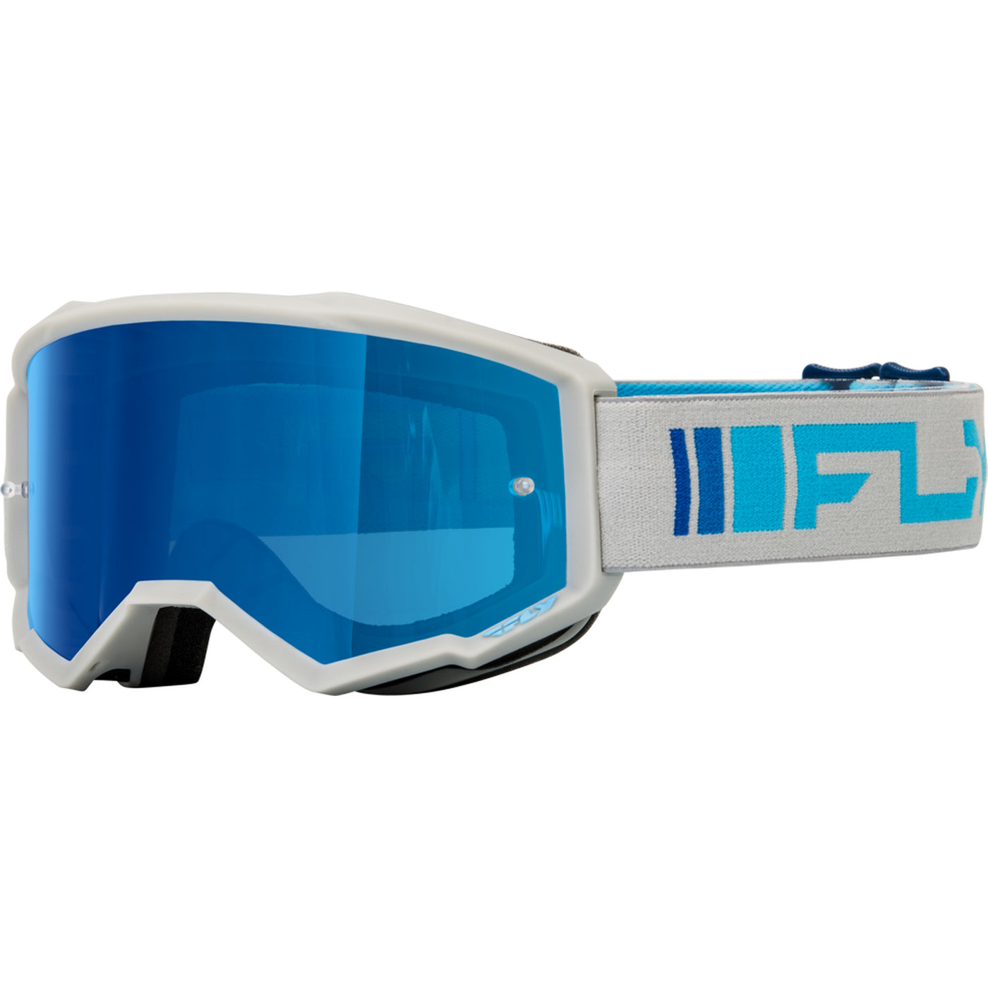 Fly Racing Zone Goggle Silver/Blue - Front Side View