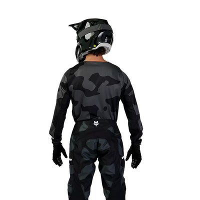 Fox Racing 180 Bnkr Jersey Black Camouflage - Rear View of Model Posing in Jersey