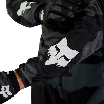 Fox Racing 180 Bnkr Jersey Black Camouflage - Close-Up of Sleeve Graphic