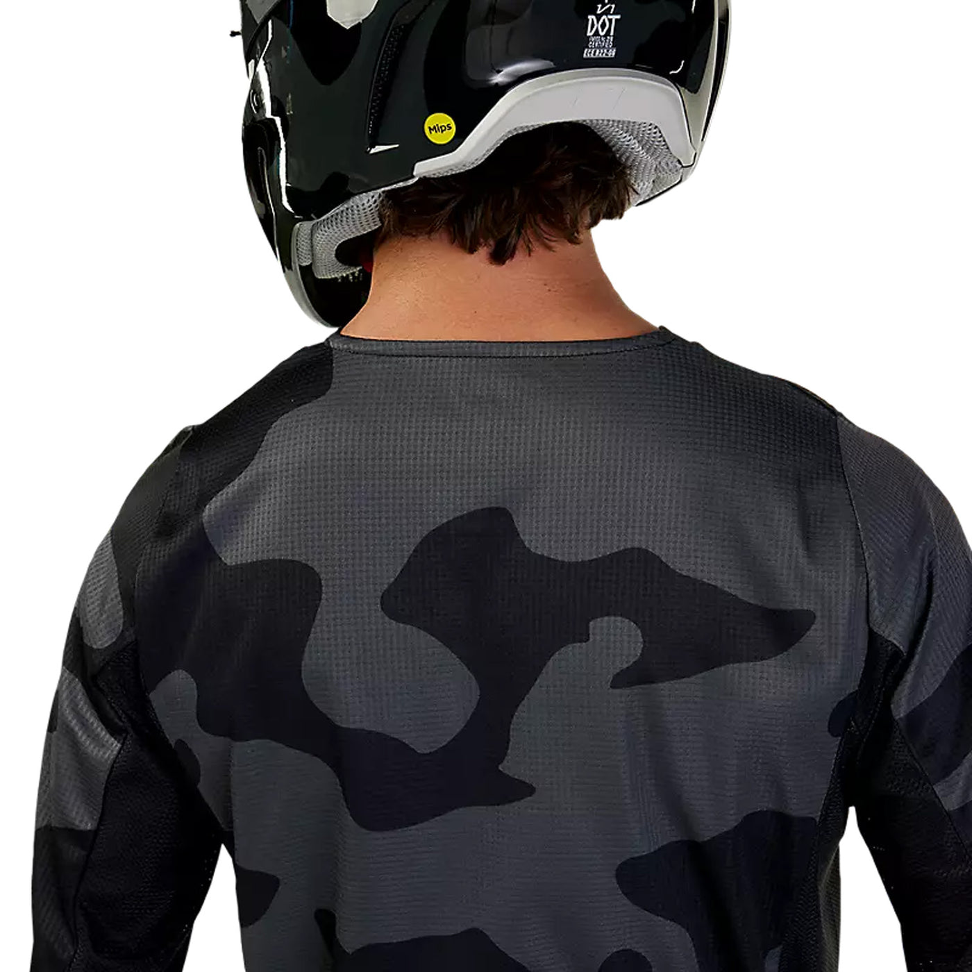 Fox Racing 180 Bnkr Jersey Black Camouflage - Close-Up of Rear View