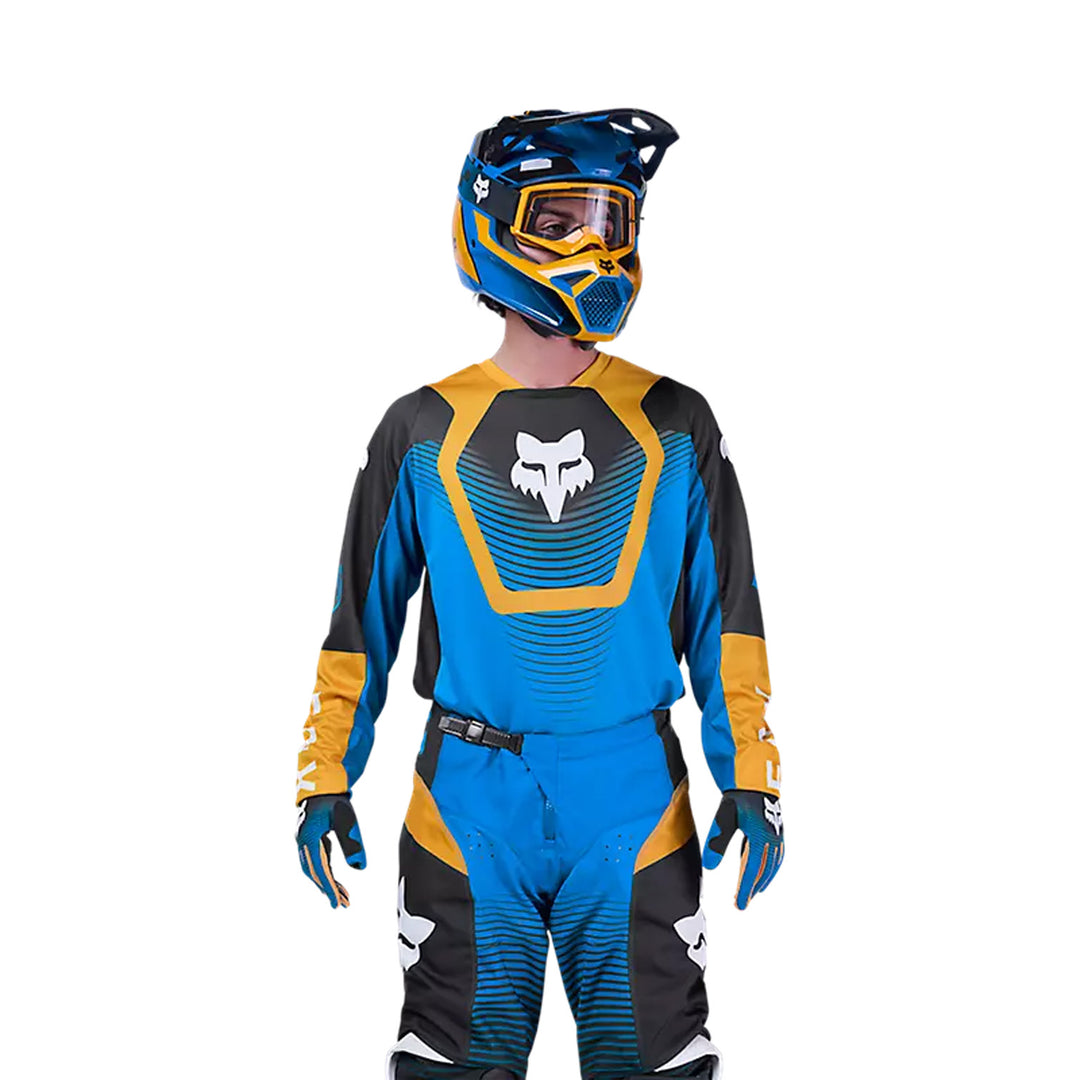 Fox Racing 180 Collect Jersey Blue - Front View of Model Wearing Jersey