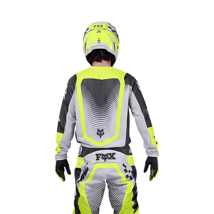 Fox Racing 180 Collect Jersey Grey/Yellow - Rear View of Model Wearing Jersey