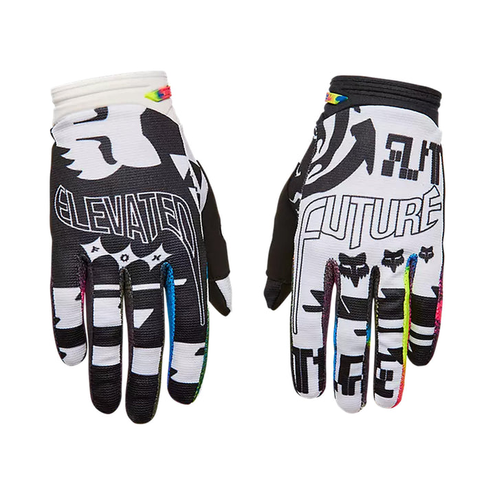 Fox Racing 180 Image Cosmo Gloves White/Black - Back of Hand View of Right and Left Hand Gloves
