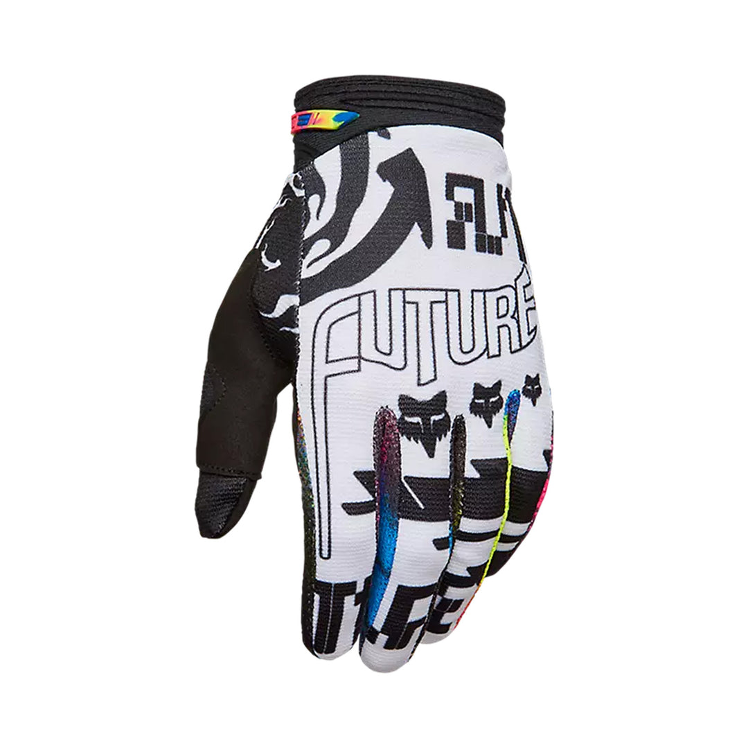 Fox Racing 180 Image Cosmo Gloves White/Black - Back of Left Hand View