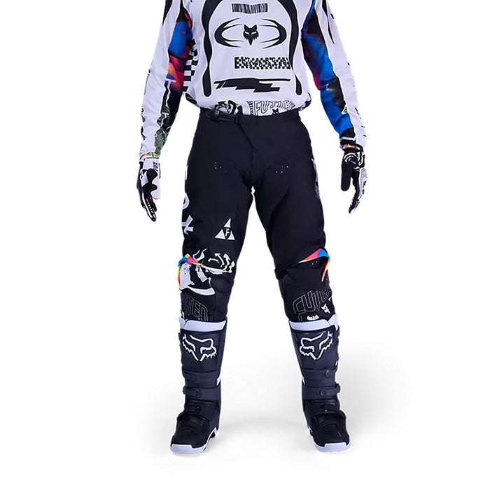 Fox Racing 180 Image Cosmo Pants White/Black - Front View of Model Posing in Pants