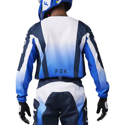 Fox Racing 180 Lean Jersey Blue - Rear View of Model Posing in Jersey