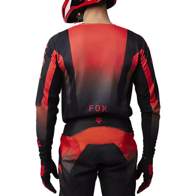 Fox Racing 180 Lean Jersey Fluorescent Red - Rear View of Model Posing in Jersey