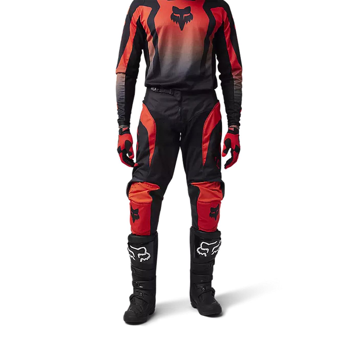 Fox Racing 180 Lean Pants Fluorescent Red - Front View of Model Posing in Pants