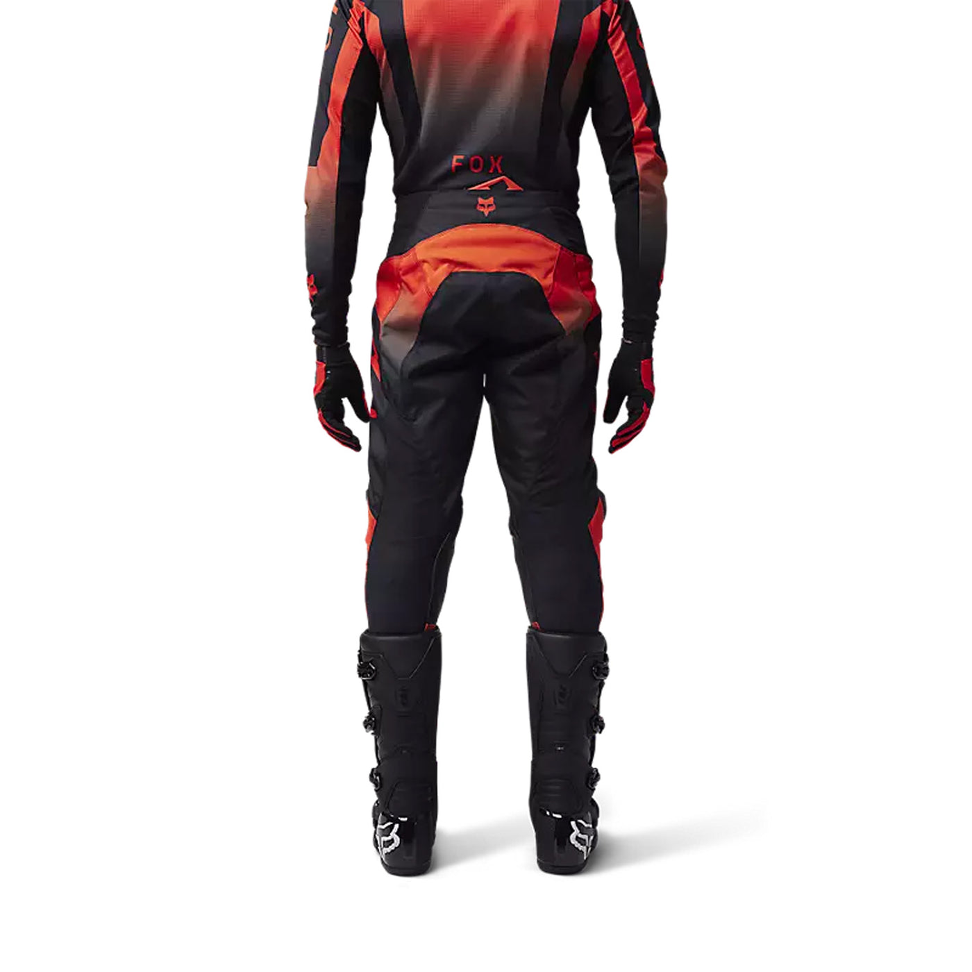 Fox Racing 180 Lean Pants Fluorescent Red - Rear View of Model Posing in Jersey