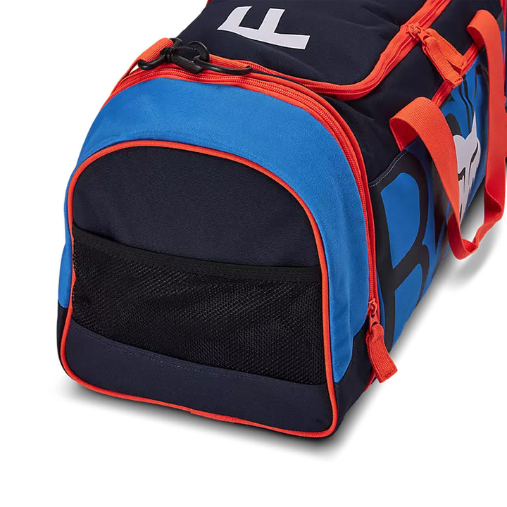 Fox Racing 180 Race Spec Duffle Gear Bag True Blue - Close-Up of Mesh Pocket on One End