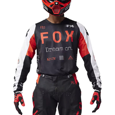 Fox Racing 180 Race Spec Jersey Fluorescent Red - Front View of Model Posing in Jersey