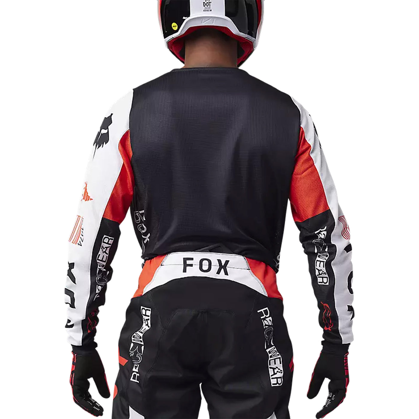 Fox Racing 180 Race Spec Jersey Fluorescent Red - Rear View of Model Posing in Jersey