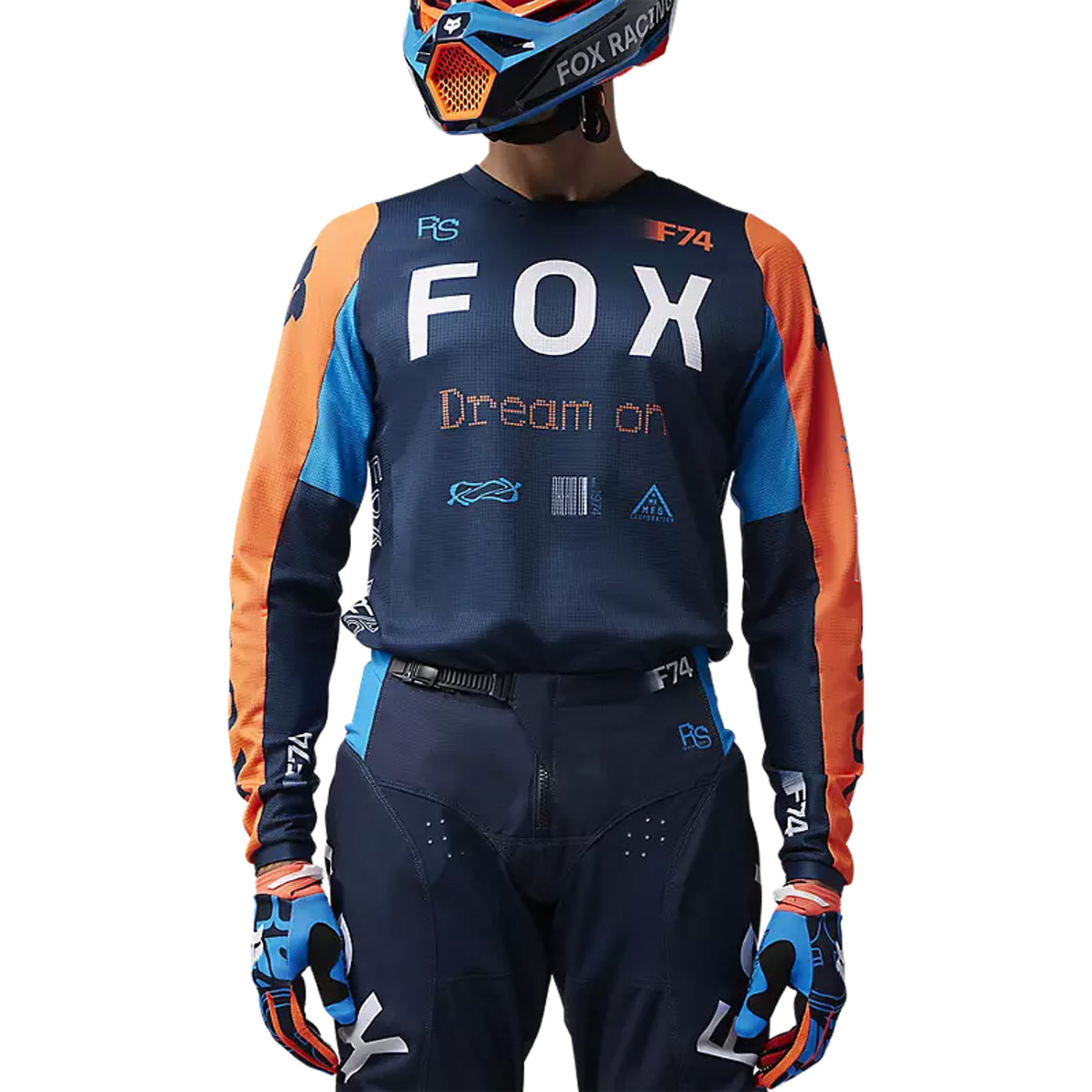 Fox Racing 180 Race Spec Jersey Midnight Blue - Front View of Model Posing in Jersey