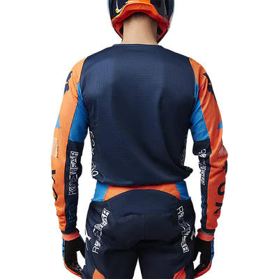 Fox Racing 180 Race Spec Jersey Midnight Blue - Rear View of Model Posing in Jersey