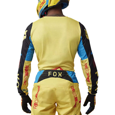 Fox Racing 180 Race Spec Jersey Pale Yellow - Rear View of Model Posing in Jersey