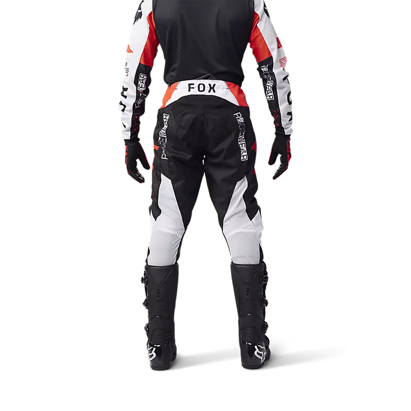 Fox Racing 180 Race Spec Pants Fluorescent Red - Rear View of Model Posing in Pants