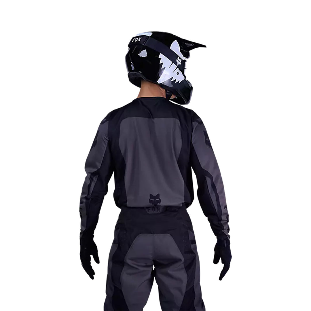 Fox Racing 180 Shield Jersey Black - Rear View of Model Posing in Jersey