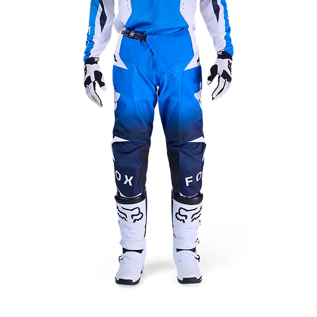 Fox Racing 180 Shield Pant Blue - Front View of Model Posing in Pants